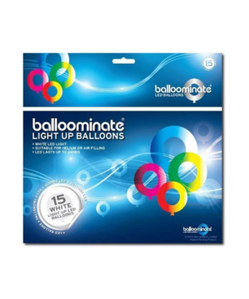 Confezione 15 Palloncini a LED BALLOOMINATE colore BIANCO