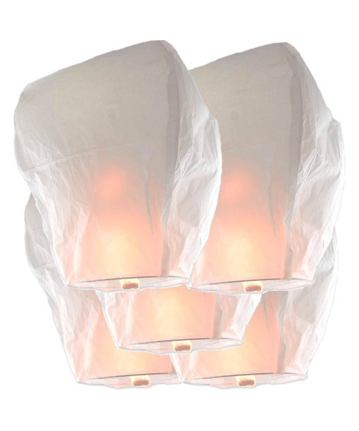 5 Lanterne Cinesi Volanti Sky Lanterns GIGANTE BIANCHE Premium