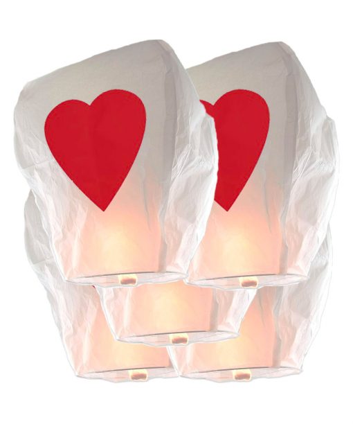 5 Lanterne dei Desideri Sky Lanterns CUORE Premium