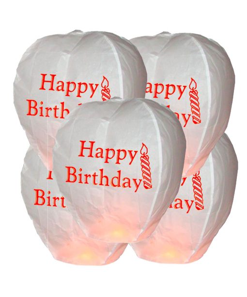 5 Lanterne di carta volante Sky Lanterns “BUON COMPLEANNO” Premium