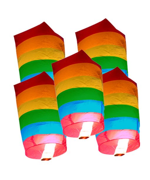 5 Lanterne dei desideri Sky Lanterns RAINBOW Premium